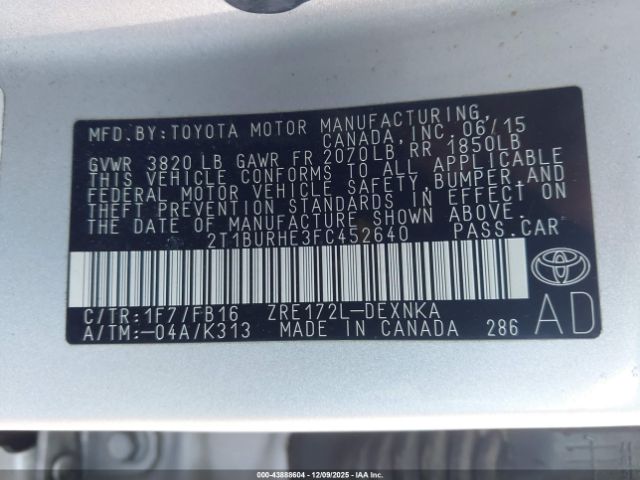 Toyota Corolla Le Image 8